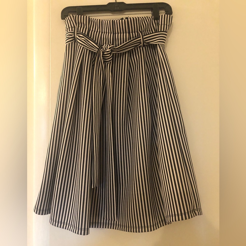 Black and White Striped Skirt